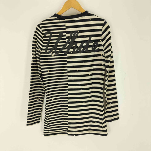 オフホワイト OFF-WHITE ダメージ加工 ボーダー 切替ロングカットソー レディース XXS