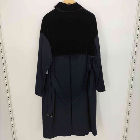 ジョルジオアルマーニ Giorgio Armani 19SS VELVET DOUBLE COAT 黒ラベル ベルベット切替 ダブルオーバーサイズトレンチコート メンズ import:M