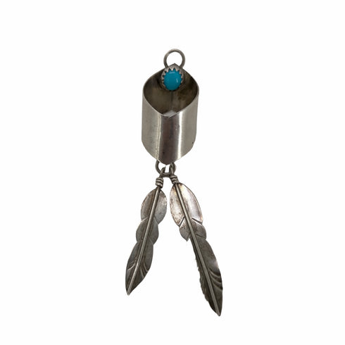 ナバホ NAVAJO 作者Garlands jewelry in Sedona Arizona OLDPAWN ターコイズフェザーネックレス メンズ
