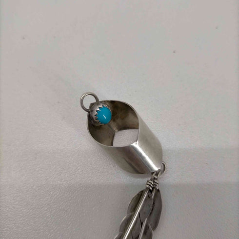 ナバホ NAVAJO 作者Garlands jewelry in Sedona Arizona OLDPAWN ターコイズフェザーネックレス メンズ