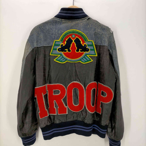 80S WORLD OF TROOP パッチ付き レザースタジャン メンズ S