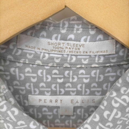 ペリーエリス PERRY ELLIS 総柄レーヨンS/Sシャツ メンズ import:L
