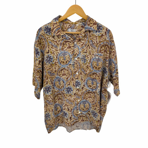 バレンティノウオモ VALENTINO UOMO レーヨンシルク 総柄オープンカラーシャツ メンズ import:L