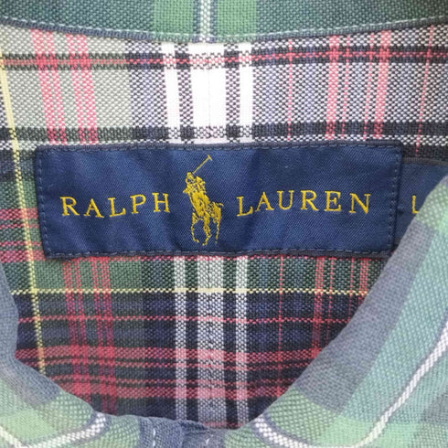ラルフローレン RALPH LAUREN ポニー刺繍 クレイジーチェックパターン ボタンダウンシャツ メンズ import:L