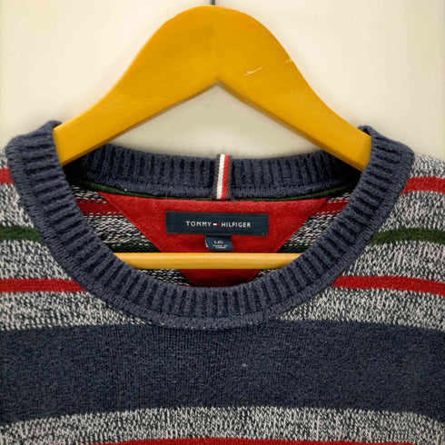 トミーヒルフィガー TOMMY HILFIGER マルチカラー ボーダー コットンニット メンズ L