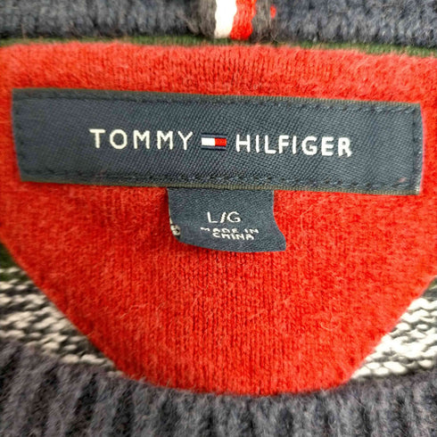 トミーヒルフィガー TOMMY HILFIGER マルチカラー ボーダー コットンニット メンズ L