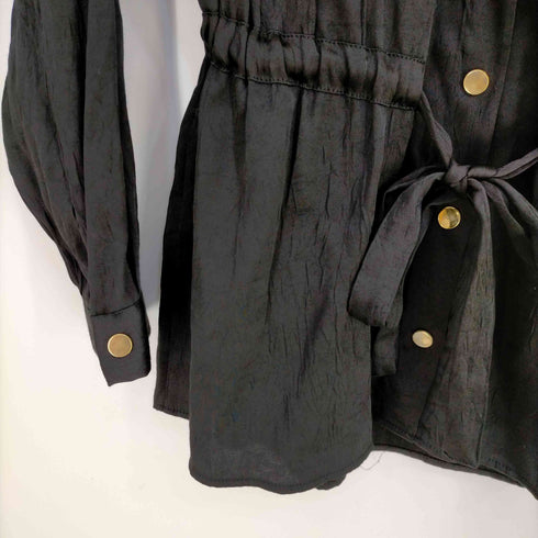 ザラ ZARA Black MINI DRAPED DRESS high neck レディース import:S