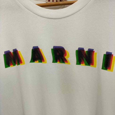マルニ MARNI 23SS ホワイト3D MARNIプリント コットンTシャツ メンズ 46