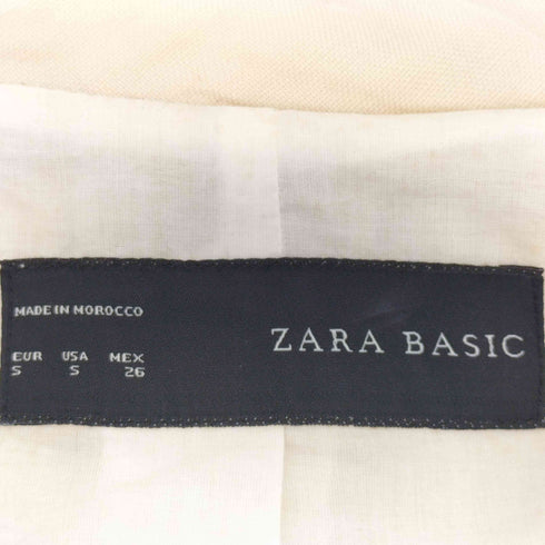 ザラ ZARA コットンリネン ノーカラージャケット レディース import:S