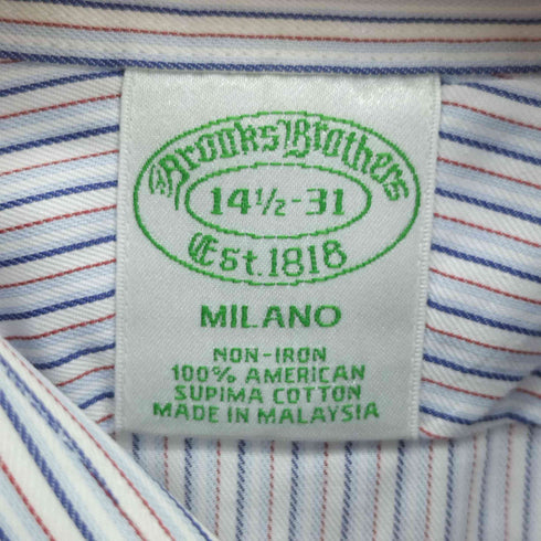 ブルックスブラザーズ BROOKS BROTHERS MILANO ホリゾンタルカラー ストライプ シャツ メンズ 14 1/2-31