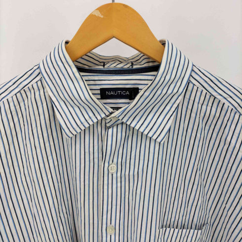 ノーティカ NAUTICA TWO-PLY COTTON ロゴ刺繍 ストライプ L/S シャツ ビッグサイズ メンズ import:XXL