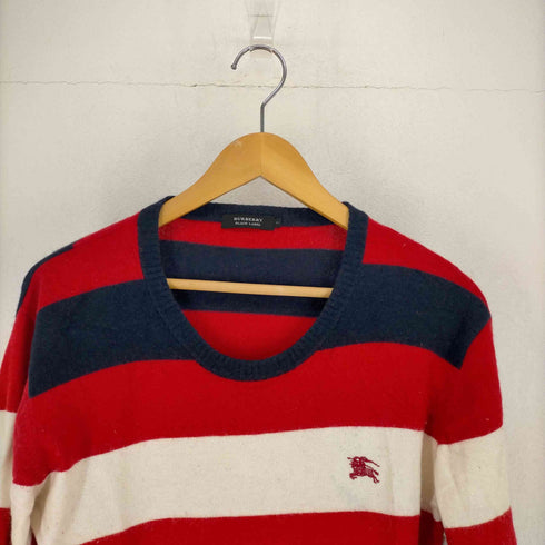 バーバリーブラックレーベル BURBERRY BLACK LABEL フロントロゴ ボーダーウールナイロンニット メンズ JPN:2