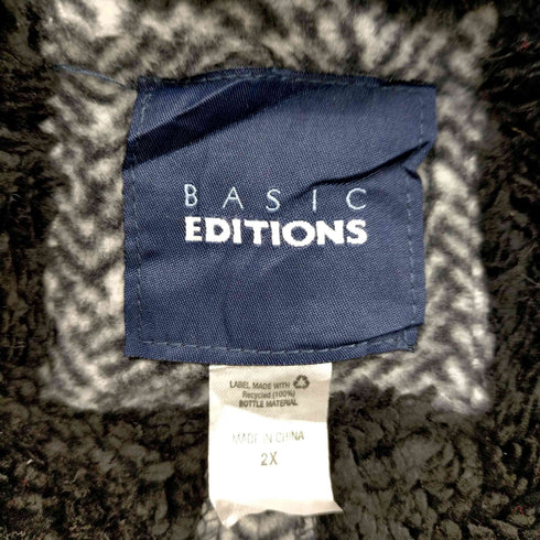 ベーシックエディションズ BASIC EDITIONS ヘリンボーンフリースハーフコート メンズ 2X