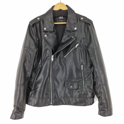 ザラ ZARA FAUX LEATHER BIKER JACKET ダブルライダースジャケット メンズ import:XL