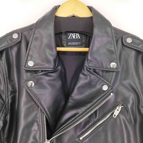 ザラ ZARA FAUX LEATHER BIKER JACKET ダブルライダースジャケット メンズ import:XL