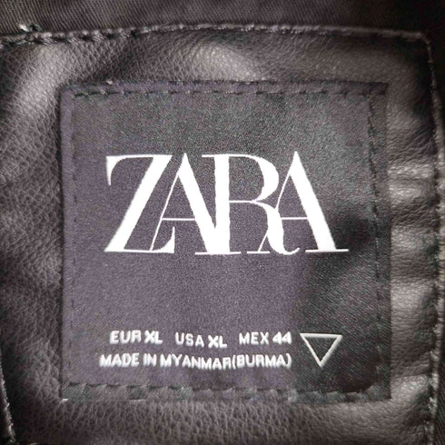 ザラ ZARA FAUX LEATHER BIKER JACKET ダブルライダースジャケット メンズ import:XL