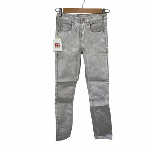 イザベルマランエトワール ISABEL MARANT ETOILE Ellos Metallic Slim-Leg Jeans Silver ラメ加工 レディース 34