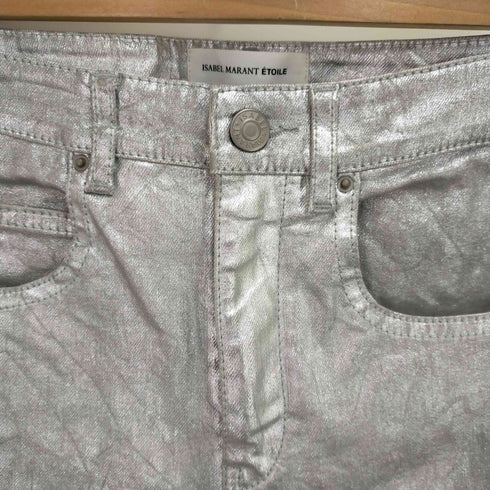 イザベルマランエトワール ISABEL MARANT ETOILE Ellos Metallic Slim-Leg Jeans Silver ラメ加工 レディース 34