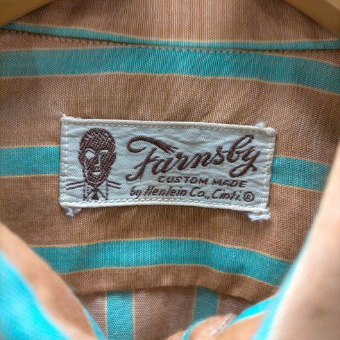 FARNSBY デカ襟 ダブルカフス ストライプ 長袖シャツ メンズ