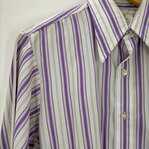ケントコレクションバイアロー Kent Collection by Arrow 70S USA製 ストライプ デカ襟 長袖シャツ メンズ import:M