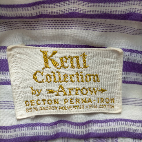 ケントコレクションバイアロー Kent Collection by Arrow 70S USA製 ストライプ デカ襟 長袖シャツ メンズ import:M