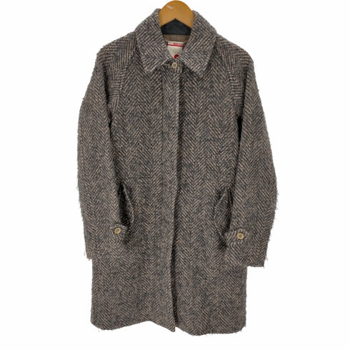 バッカ BACCA ヘリンボーン ネップ ウールブレンド ステンカラーコート レディース 38