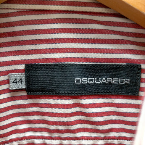 ディースクエアード DSQUARED2 イタリア製 ワイドカラーストライプ長袖ドレスシャツ メンズ JPN:44