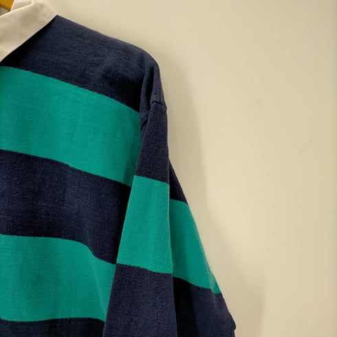 ランズエンド LANDS END USA製 ボーダー ラガーシャツ メンズ import:XL