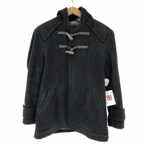バーバリーブラックレーベル BURBERRY BLACK LABEL ホース刺繍ロゴ 裏地チェック ダッフルコート メンズ L
