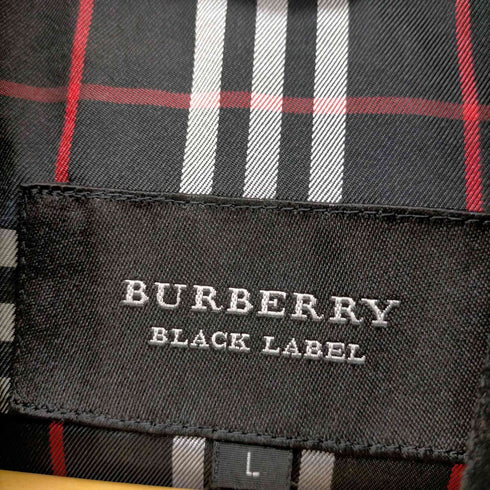 バーバリーブラックレーベル BURBERRY BLACK LABEL ホース刺繍ロゴ 裏地チェック ダッフルコート メンズ L