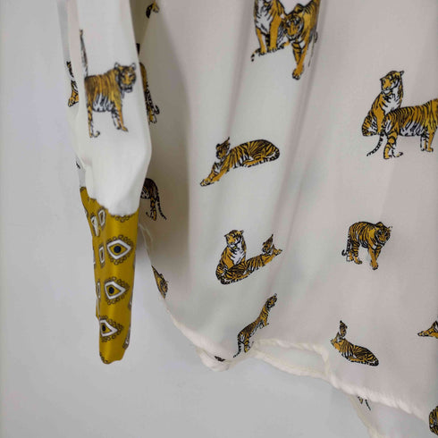 ザラ ZARA タイガー総柄クレリックシャツブラウス レディース JPN:L