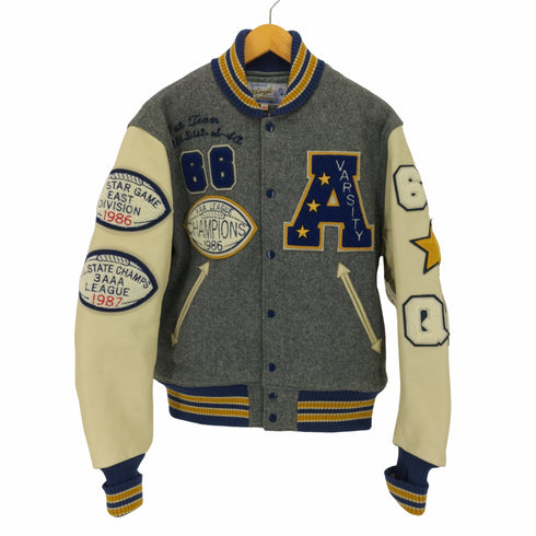 ホワイツビル Whitesville Letterman FOOTBALL AAA LEAGUE CHAMPION 1986 Award Jacket アワードジャケット ウール スタジャン メンズ US:40