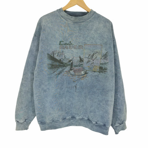 エディーバウアー Eddie Bauer USA製 黒タグ バードプリントスウェット メンズ import:M