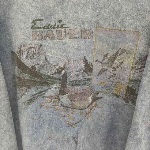 エディーバウアー Eddie Bauer USA製 黒タグ バードプリントスウェット メンズ import:M