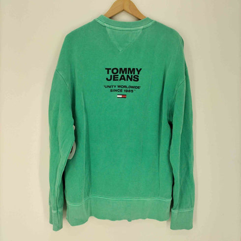 トミージーンズ tommy jeans SWEATSHIRT LONGLINE FIT 後染め プリント クルーネック スウェット メンズ S