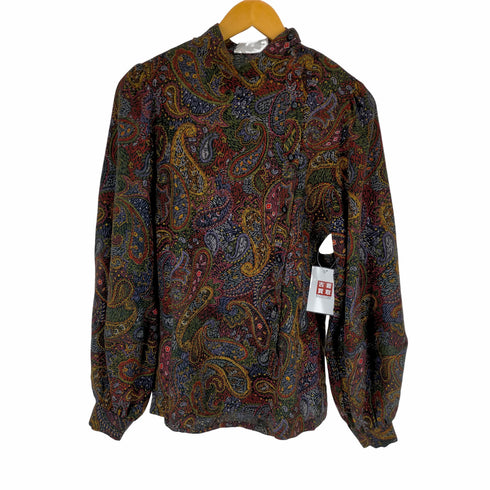 ランバン LANVIN 90S USA製 アシンメトリーボタン ペイズリーシャツジャケット レディース US:10