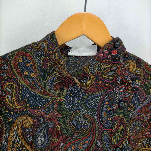 ランバン LANVIN 90S USA製 アシンメトリーボタン ペイズリーシャツジャケット レディース US:10