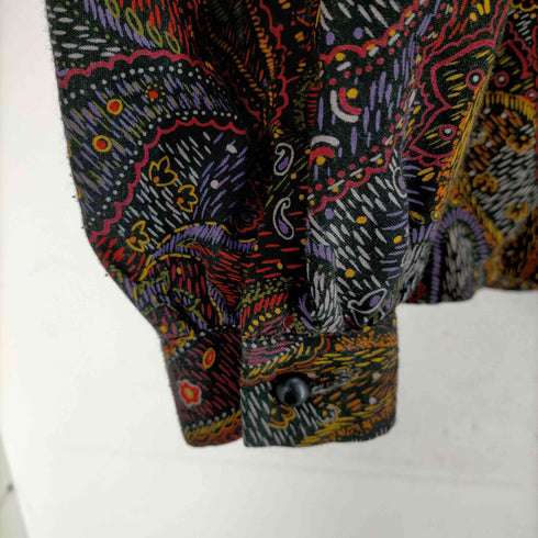 ランバン LANVIN 90S USA製 アシンメトリーボタン ペイズリーシャツジャケット レディース US:10