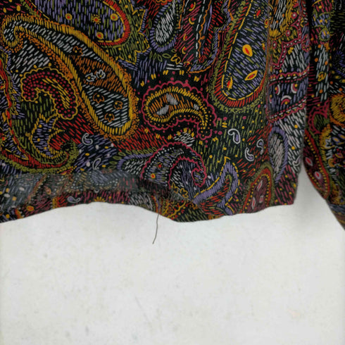 ランバン LANVIN 90S USA製 アシンメトリーボタン ペイズリーシャツジャケット レディース US:10
