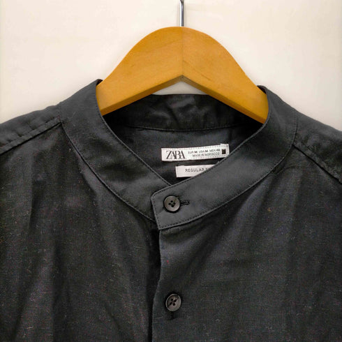 ザラ ZARA REGULAR FIT バンドカラー 長袖シャツ メンズ import:M