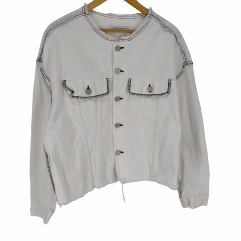 Denim research lab. インサイドアウト ノーカラーホワイトデニムジャケット メンズ FREE
