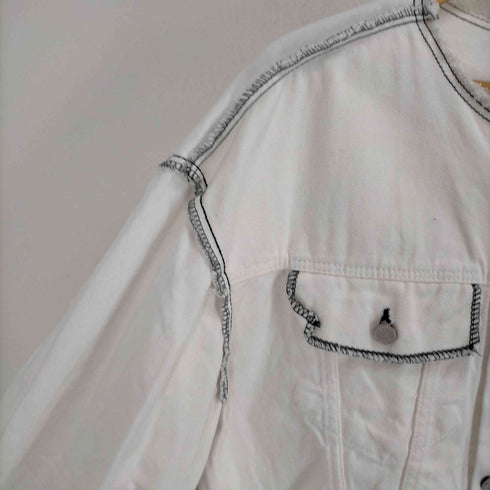 Denim research lab. インサイドアウト ノーカラーホワイトデニムジャケット メンズ FREE