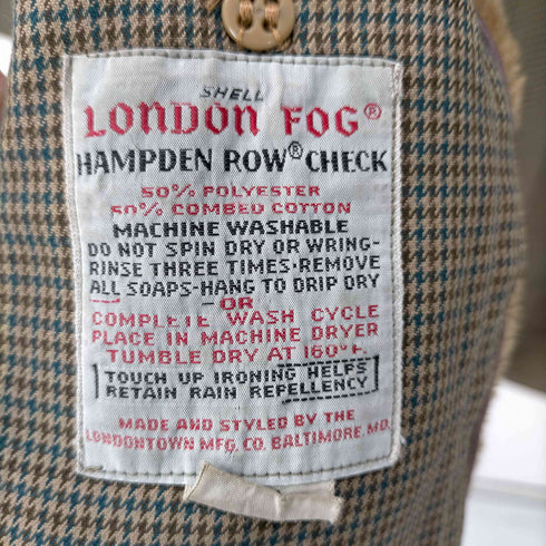 ロンドンフォグ LONDON FOG ボアライナー付き 千鳥格子 ステンカラーコート メンズ UK:42