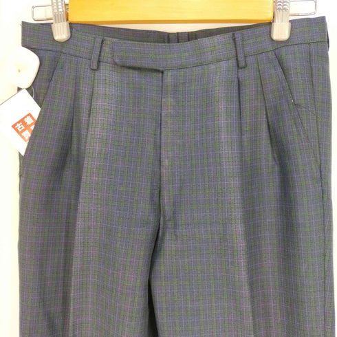 アクアスキュータム AQUASCUTUM スウェーデン製 2タック チェックスラックス メンズ