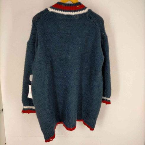 ザラ ZARA ダメージ加工 トリコロールカラー Vネックアクリルニット レディース JPN:M