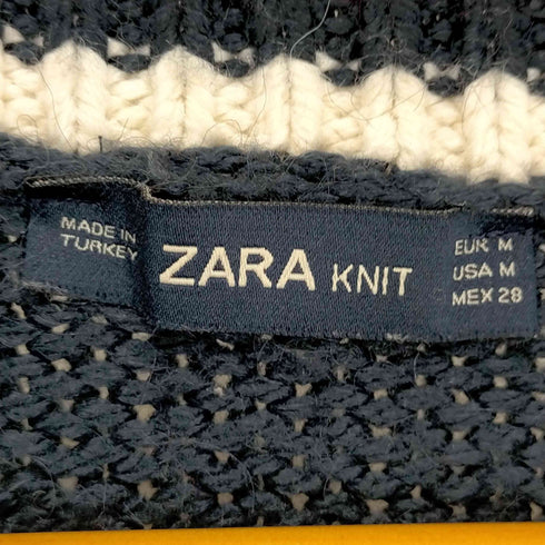 ザラ ZARA ダメージ加工 トリコロールカラー Vネックアクリルニット レディース JPN:M