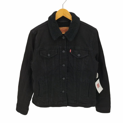 リーバイス Levis 裏ボア ブラック デニムジャケット トラッカー レディース import:L