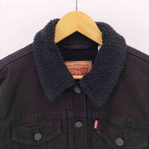 リーバイス Levis 裏ボア ブラック デニムジャケット トラッカー レディース import:L