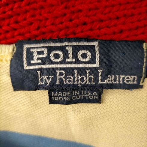 ポロバイラルフローレン Polo by RALPH LAUREN USA製 裾ポニー 鹿の子 ボーダー ポケット 半袖Tシャツ メンズ JPN:L