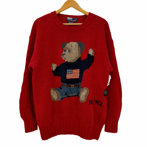ポロバイラルフローレン Polo by RALPH LAUREN HAND KNIT RL92 ポロベア コットン リネン ニット メンズ